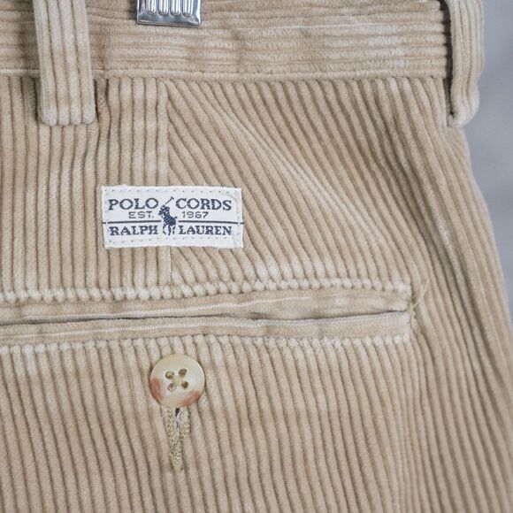 Vintage Ralph Lauren Corduroy Pants | Beige | Polo Cords | Andrew Pant | 35 x 32 - Picture 3 of 6